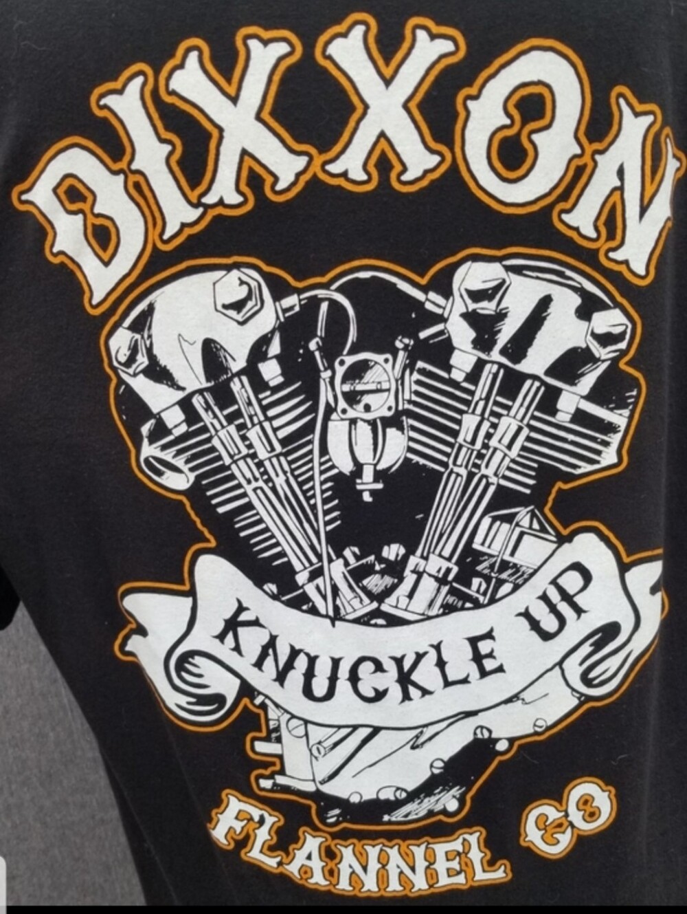 DIXXON "Knuckle Up" Dual Pistons Black Tee with White and Gold Graphics  -107